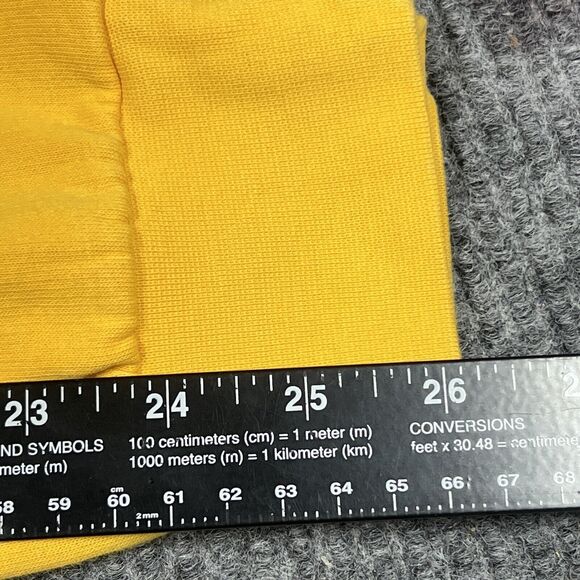 ADIDAS Hoodie Mens Medium Yellow Feel Cozy Pullover Sweatshirt Kangaroo Pouch - Picture 14 of 14